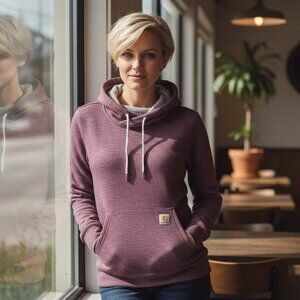 CARHARTT Heathered Plum Hoodie S 4 6 Warm Purple Sweater Sweatshirt Top RARE